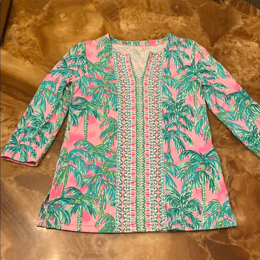 Lilly Pulitzer Pink and Green Palm Tree Tunic